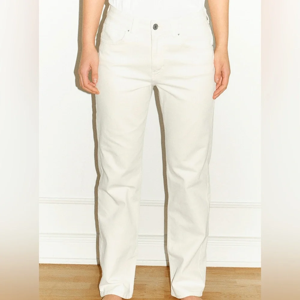 Cream Straight-Leg Jeans - Picture 4 of 4